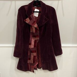 Jeff Velvet Deep Purple/Burgundy Blazer with Quilted Design and Velvet Buttons